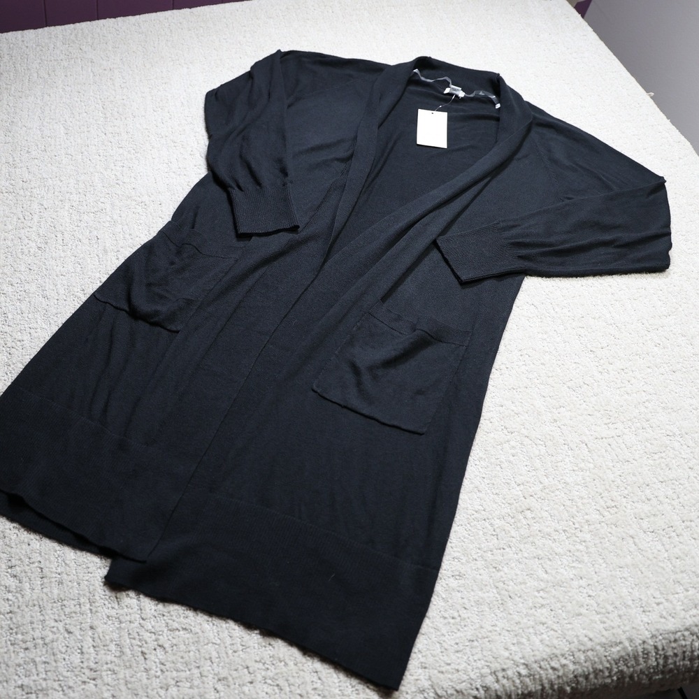 A New Day Women Black Longline Open Front Cardigan Sweater Size S NWT